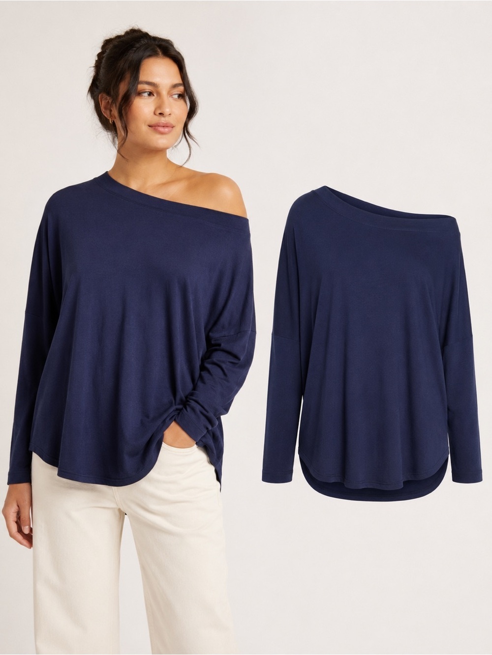 Universal Standard | Navy Off Shoulder Pima Cotton Modal Tunic Top | Size S